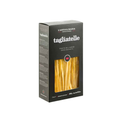L'Antica Madia egg tagliatelle pasta box, black with clear window of golden ribbons