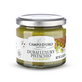 Dubai luxury pistachio spread jar with glass body and metal lid, with kataifi