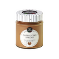Cappuccino spread jar with cream-colored filling and round brand label, glass container