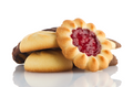 Assorted butter cookies with fruit jam flower center