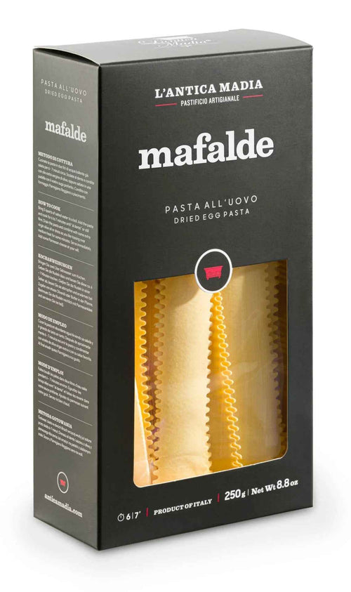 Antica Madia egg mafalde pasta box, 8.8 oz, dried egg pasta