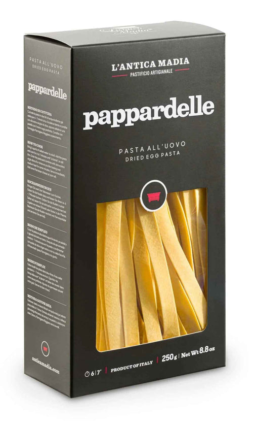 L'ANTICA MADIA egg pappardelle pasta box, 8.8 oz, with gold pasta window