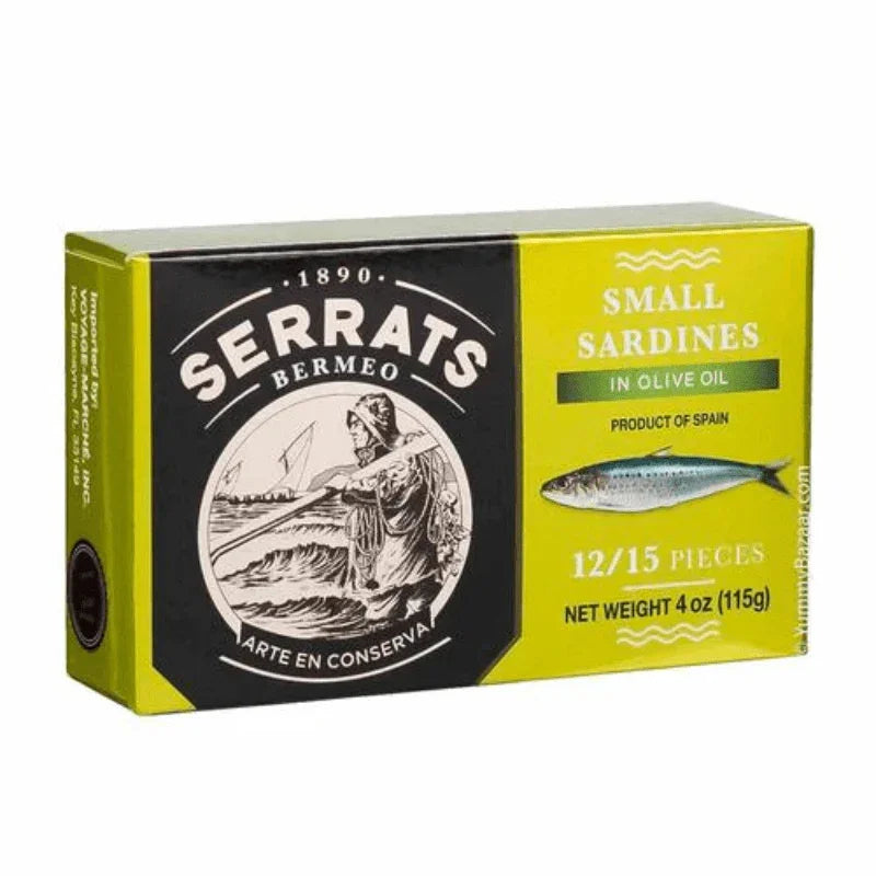 Serrats Small Sardines in Olive Oil – Premium Spanish Conserva, 4 oz (115 g)